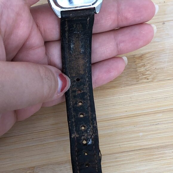 Luger Vintage Watch w/Rounded Rectangular Face & Dark Brown Leather Band - Picture 5 of 7